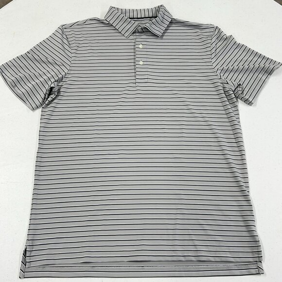 Vineyard Vines Performance OTG MED Palmero Polo Shirt Striped Shirt Beige Gray T - Picture 1 of 6